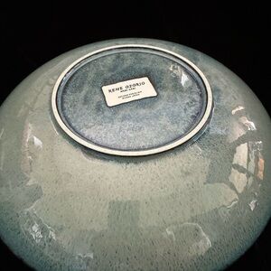 RENE OZORIO WABI SABI 11 1/4" Rimmed Plate with Glossy Well - Blue & Brown Color